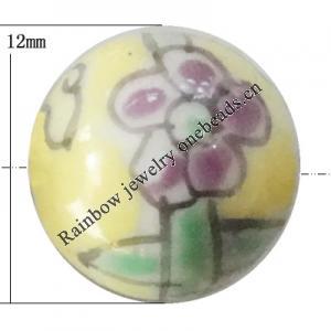 Porcelain beads, Round 12x12mm Hole:1mm, Sold by Bag