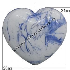 Acrylic Beads, Heart 26x24mm Hole:2mm, Sold by Bag