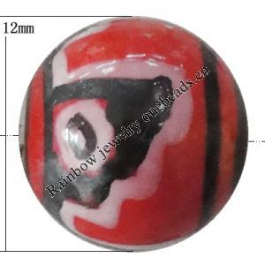 Porcelain beads, Round 12x12mm Hole:1mm, Sold by Bag