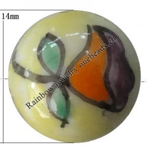 Porcelain beads, Round 14x14mm Hole:1mm, Sold by Bag