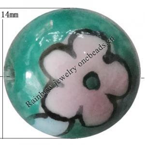 Porcelain beads, Round 14x14mm Hole:1mm, Sold by Bag