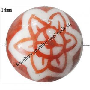 Porcelain beads, Round 14x14mm Hole:1mm, Sold by Bag