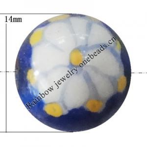 Porcelain beads, Round 14x14mm Hole:1mm, Sold by Bag