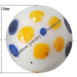 Porcelain beads, Round 14x14mm Hole:1mm, Sold by Bag