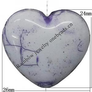 Acrylic Beads, Heart 26x24mm Hole:2mm, Sold by Bag