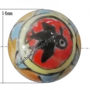 Porcelain beads, Round 14x14mm Hole:1mm, Sold by Bag