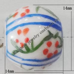 Porcelain beads, Round 14x14mm Hole:4mm, Sold by Bag