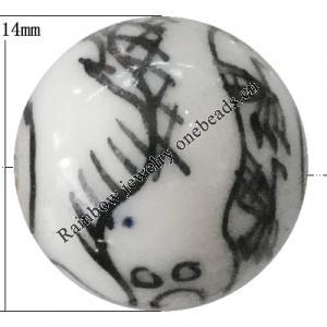 Porcelain beads, Round 14x14mm Hole:1mm, Sold by Bag