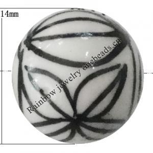 Porcelain beads, Round 14x14mm Hole:1mm, Sold by Bag