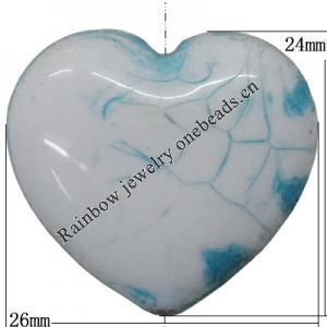 Acrylic Beads, Heart 36x32mm Hole:2mm, Sold by Bag