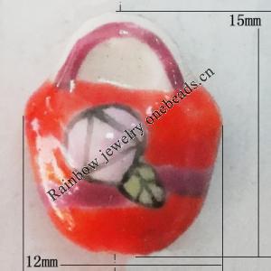 Porcelain beads, 15x12mm Hole:1mm, Sold by Bag