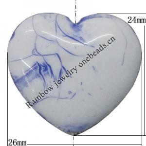 Acrylic Beads, Heart 26x24mm Hole:2mm, Sold by Bag