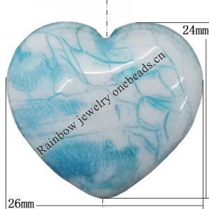 Acrylic Beads, Heart 26x24mm Hole:2mm, Sold by Bag