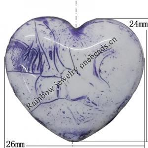 Acrylic Beads, Heart 36x32mm Hole:2mm, Sold by Bag