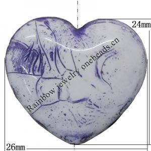 Acrylic Beads, Heart 26x24mm Hole:2mm, Sold by Bag