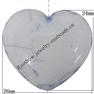 Acrylic Beads, Heart 26x24mm Hole:2mm, Sold by Bag