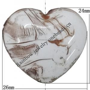 Acrylic Beads, Heart 26x24mm Hole:2mm, Sold by Bag