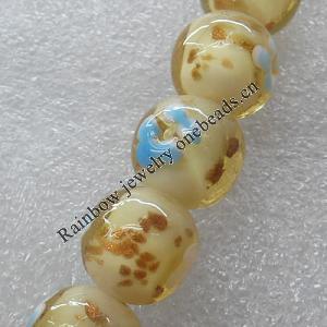 Gold Sand Lampwork Beads, Round 16mm Hole: About 1.5mm, Sold by PC