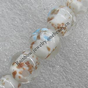 Gold Sand Lampwork Beads, Round 16mm Hole: About 1.5mm, Sold by PC