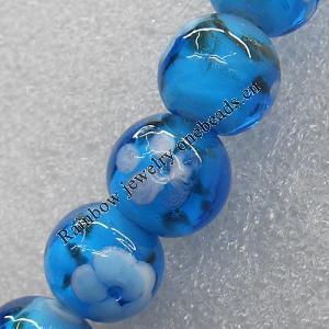 Gold Sand Lampwork Beads, Round 18mm Hole: About 1.5mm, Sold by PC