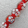 Gold Sand Lampwork Beads with Acrylic Zircon, Round 16mm Hole: About 1.5mm, Sold by PC