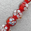 Gold Sand Lampwork Beads with Acrylic Zircon, Round 18mm Hole: About 1.5mm, Sold by PC