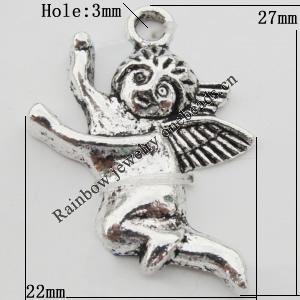Pendant Zinc Alloy Jewelry Findings Lead-free, 22x27mm Hole:3mm, Sold by Bag