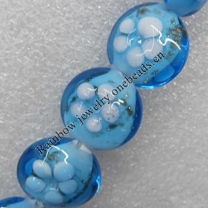 Gold Sand Lampwork Beads, Flat Round 16mm Hole: About 1.5mm, Sold by PC