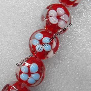 Gold Sand Lampwork Beads, Flat Round 16mm Hole: About 1.5mm, Sold by PC