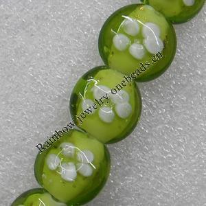 Gold Sand Lampwork Beads, Flat Round 18mm Hole: About 1.5mm, Sold by PC