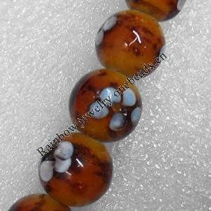 Gold Sand Lampwork Beads, Round 16mm Hole: About 1.5mm, Sold by PC