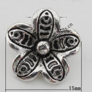 Pendant Zinc Alloy Jewelry Findings Lead-free, Flower 15x15mm Hole:2mm, Sold by Bag