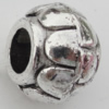 European Style Beads Zinc Alloy Jewelry Findings Lead-free, Drum 8x11mm, Hole:5mm, Sold by Bag