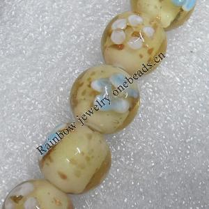 Gold Sand Lampwork Beads, Round 16mm Hole: About 1.5mm, Sold by PC