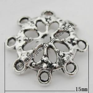 Bead Caps Zinc Alloy Jewelry Findings Lead-free, 15x15mm, Hole:1mm, Sold by Bag