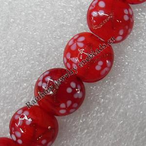 Gold Sand Lampwork Beads, Flat Round 15mm Hole: About 1.5mm, Sold by PC