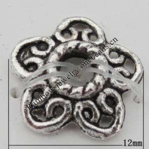 Bead Caps Zinc Alloy Jewelry Findings Lead-free, 12x12mm, Hole:3mm, Sold by Bag