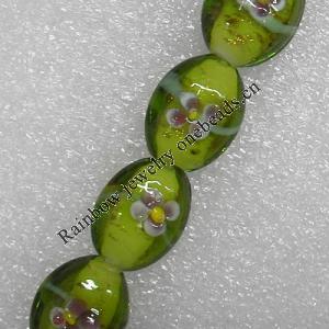 Gold Sand Lampwork Beads, Oval 14x18mm Hole: About 1.5mm, Sold by PC