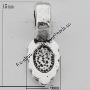 Pendant Bails，Fashion Zinc Alloy jewelry findings， 6x15mm Hole:4mm, Sold by Bag