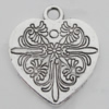 Pendant Zinc Alloy Jewelry Findings Lead-free, Heart 21x24mm Hole:2.5mm, Sold by Bag