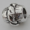 European Style Beads Zinc Alloy Jewelry Findings Lead-free, 10x11mm, Hole:5mm, Sold by Bag