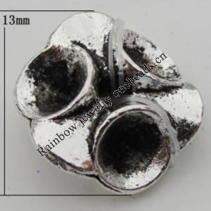 Bead Zinc Alloy Jewelry Findings Lead-free, 13x13mm, Hole:1mm,4mm, Sold by Bag