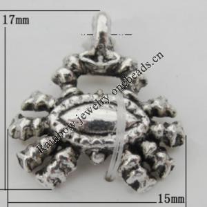 Pendant Zinc Alloy Jewelry Findings Lead-free, 15x17mm Hole:2mm, Sold by Bag