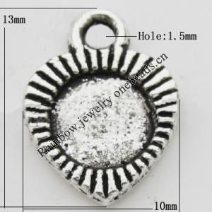 Pendant Zinc Alloy Jewelry Findings Lead-free, 10x13mm Hole:1.5mm, Sold by Bag