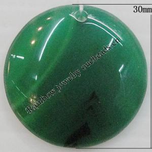 Agate Pendant,“World of Green” Flat Round 30mm Hole:2mm, Sold by PC