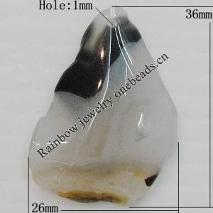 Handmade Agate Pendant,“Flow on fragrance River” Nugget 36x26mm Hole:1mm, Sold by PC