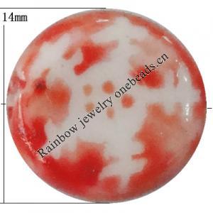 Porcelain beads, Flat Round 14x6mm Hole:1mm, Sold by Bag