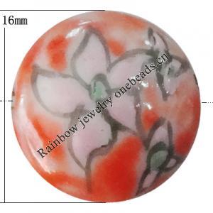 Porcelain beads, Flat Round 16x8mm Hole:1mm, Sold by Bag