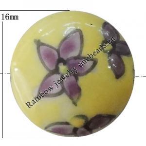 Porcelain beads, Flat Round 16x8mm Hole:1mm, Sold by Bag