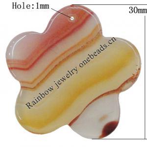Agate Pendant,“Loving Setting Out” Flower 30mm Hole:1mm, Sold by PC